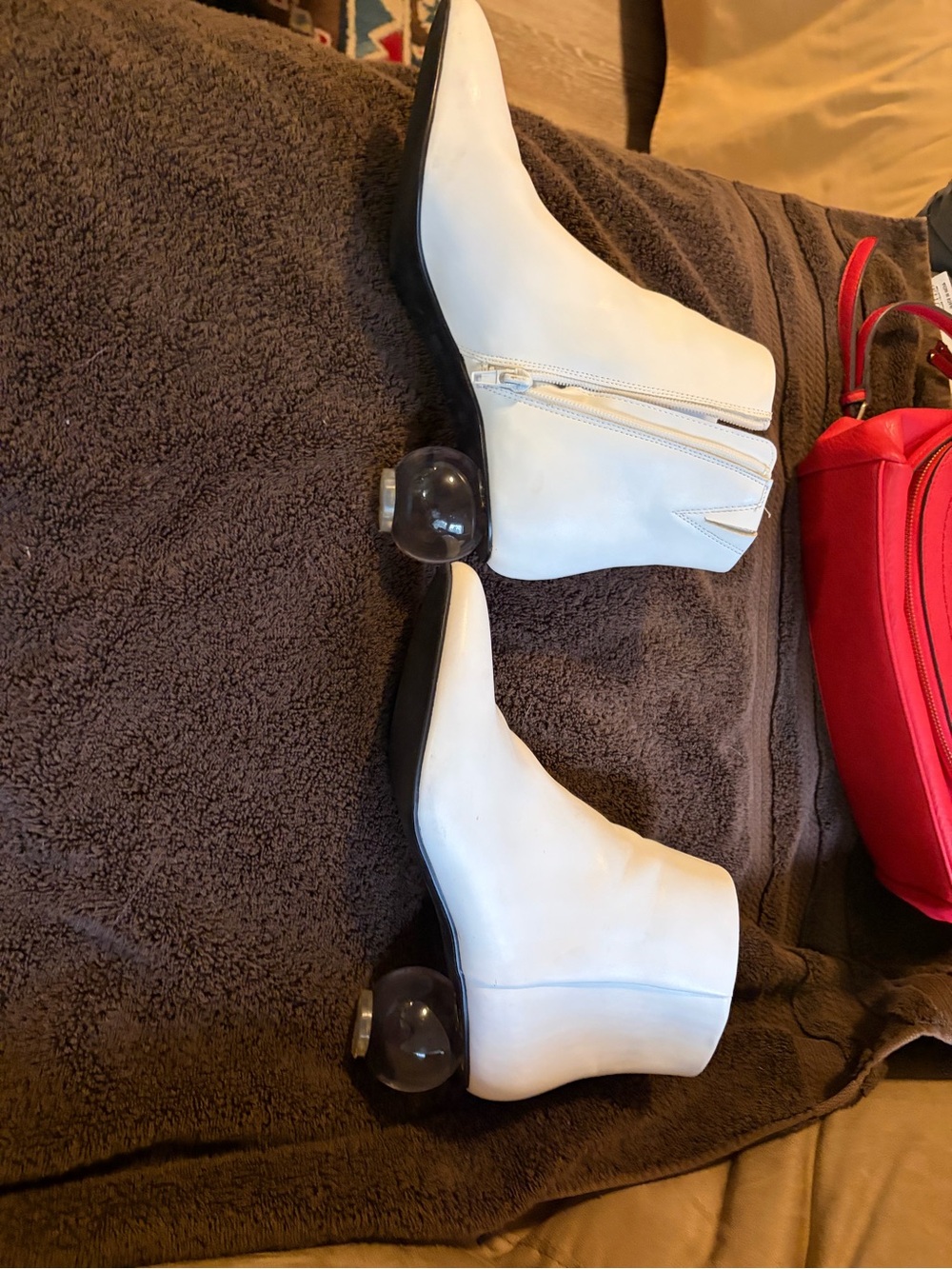 Bar III White Ankle Boots with Clear Bubble Heel